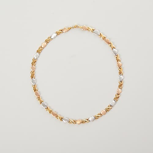 Tri-Color Hugs & Kisses Collar Necklace - image 
