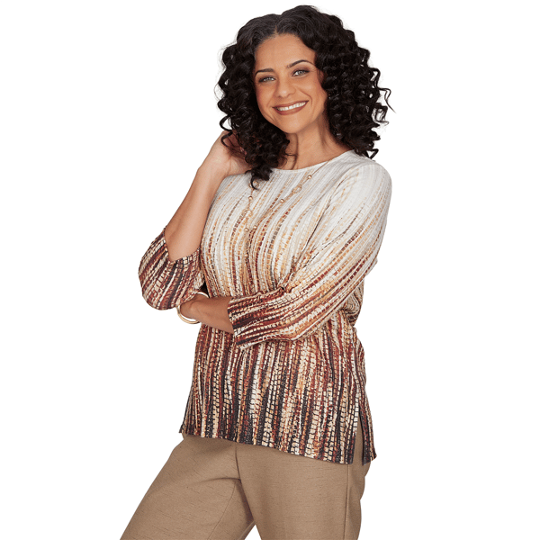 Womens Alfred Dunner Union Square 3/4 Sleeve Ombre Blouse