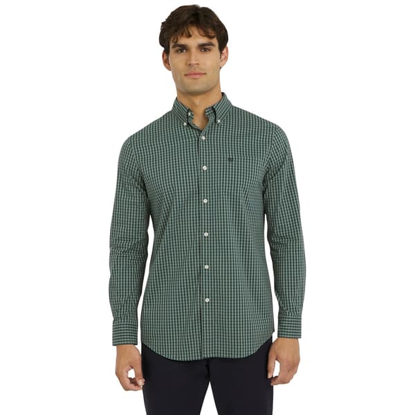 Mens Big & Tall Chaps Stretch Check Button Down Shirt - Evergreen