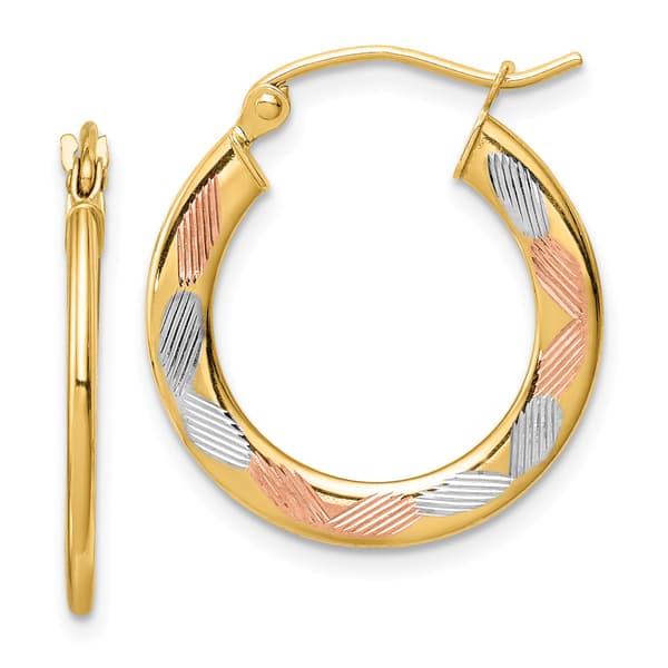 Gold Classics&#40;tm&#41; 14kt. Tri-Color Gold Polished Hoop Earrings - image 