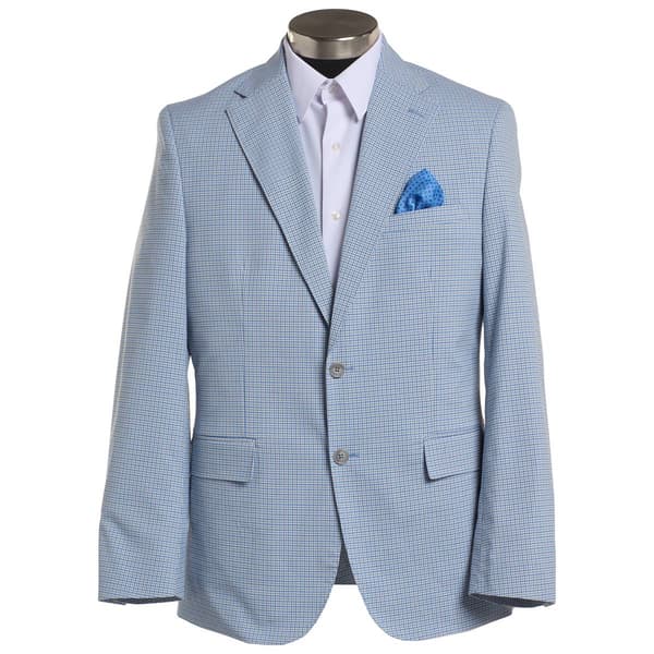 Mens Allyn St. George Blue Checkered Plaid Sport Coat
