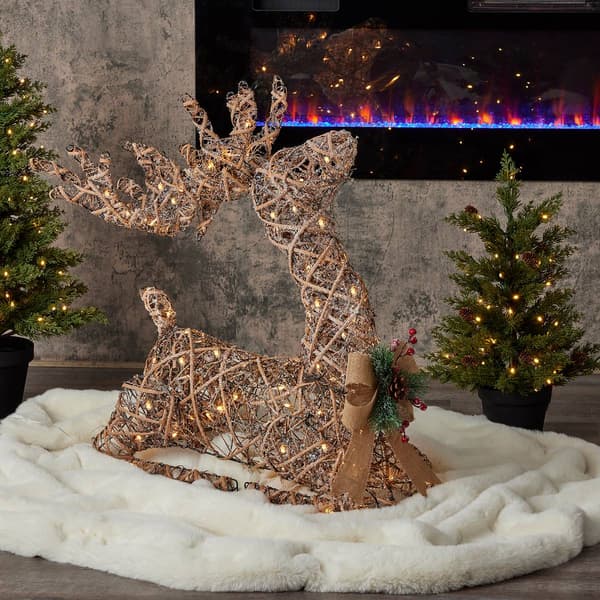 Seasonal LLC 32in. Natural Rattan Sitting Reindeer