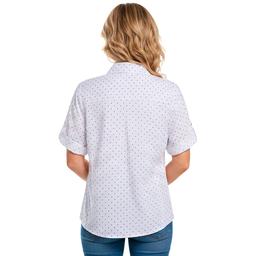 Womens Emily Daniels Elbow Sleeve Dot Button Front Blouse