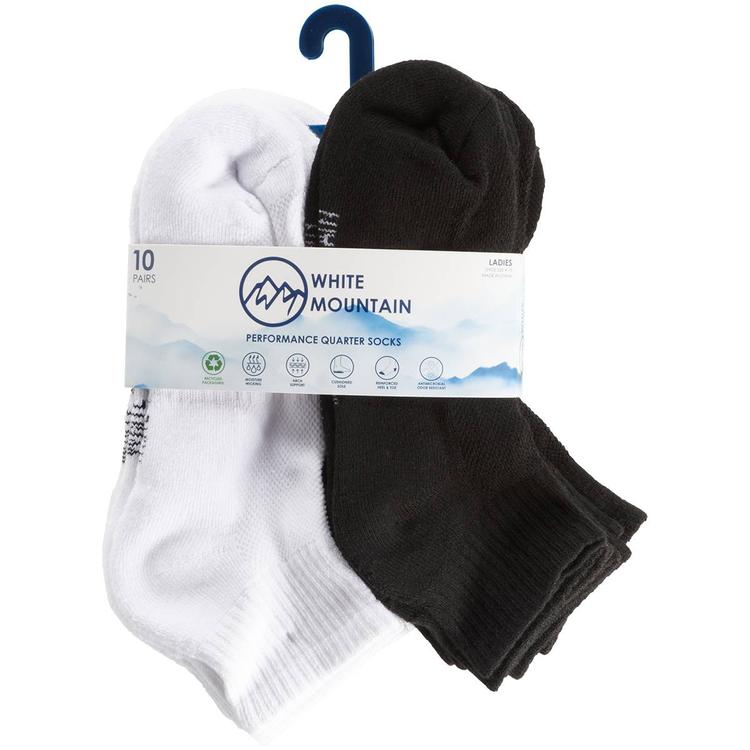 Womens White Mountain 10pk. Cushion Quarter Socks