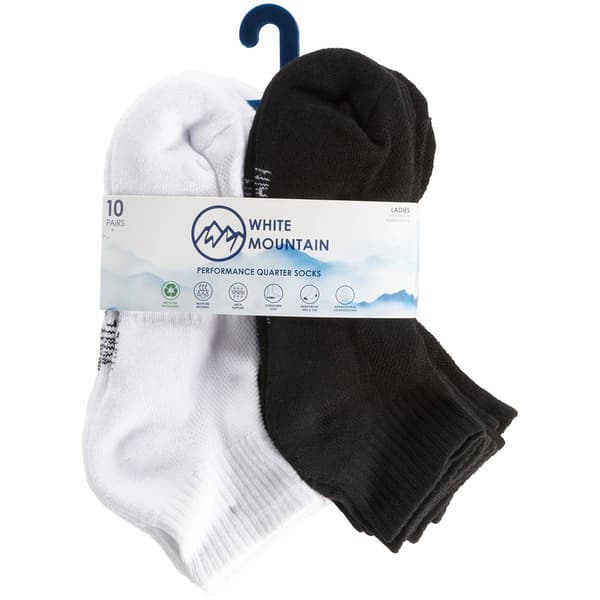 Womens White Mountain 10pk. Cushion Quarter Socks