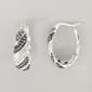 Sterling Silver & Black Crystal Oval Hoop Earrings - image 1