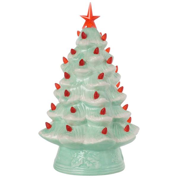 Mr. Christmas 12in. LED Ceramic Nostalgic Holly Christmas Tree - image 