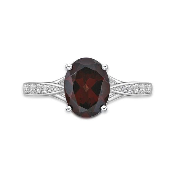 Sterling Silver Ring w/ Garnet & White Topaz Gemstones