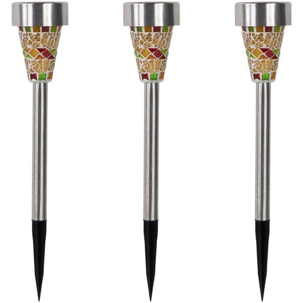 Northlight Seasonal Mosaic Stained LED Pathway Markers - Set of 3 - image 