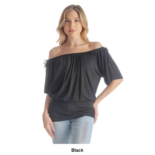 Womens 24/7 Comfort Apparel Short Sleeve Split Shoulder Blouse