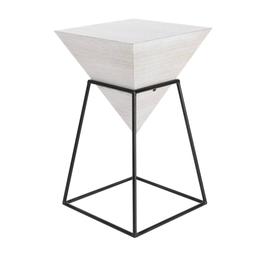 9th & Pike(R) White Metal and Wood Modern Accent Table