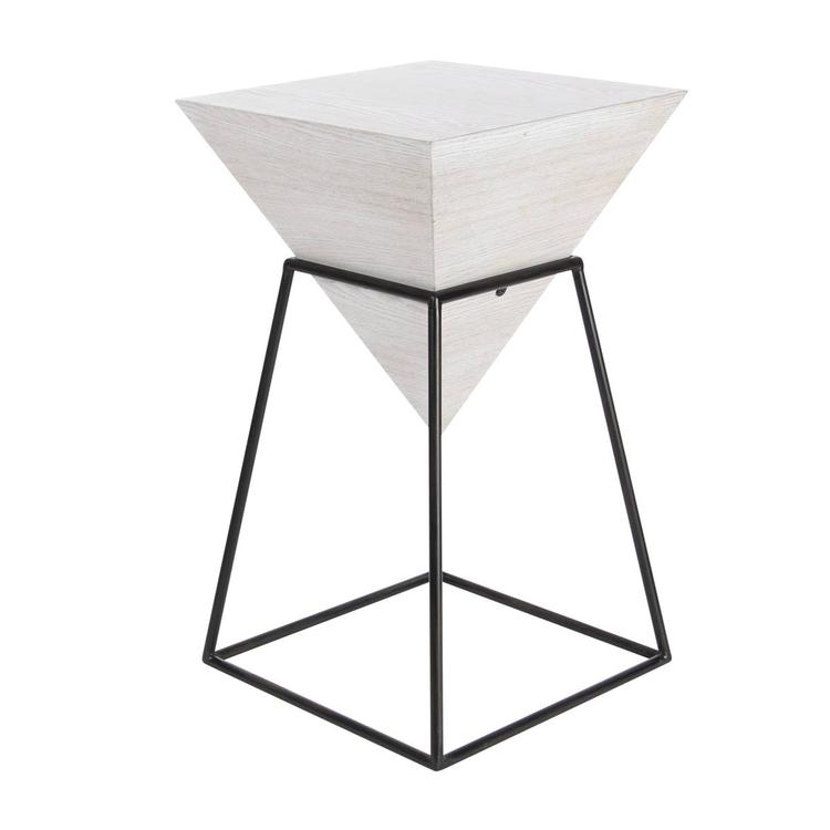 9th & Pike(R) White Metal and Wood Modern Accent Table