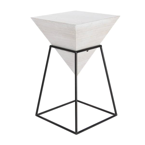 9th & Pike&#40;R&#41; White Metal and Wood Modern Accent Table