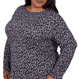 Plus Size Emaline Lavender Revelry Long Sleeve Diamond Blouse