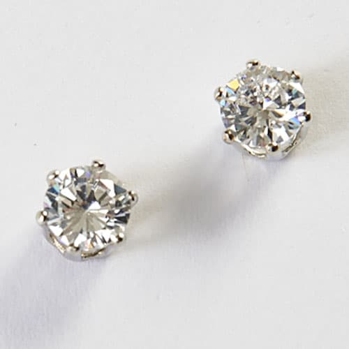 Silver & 3ctw. Cubic Zirconia Post Earrings - image 