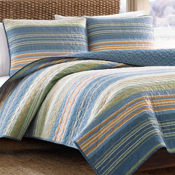 Eddie Bauer Yakima Valley Stripe Persimmon 136TC. Quilt Set - image 