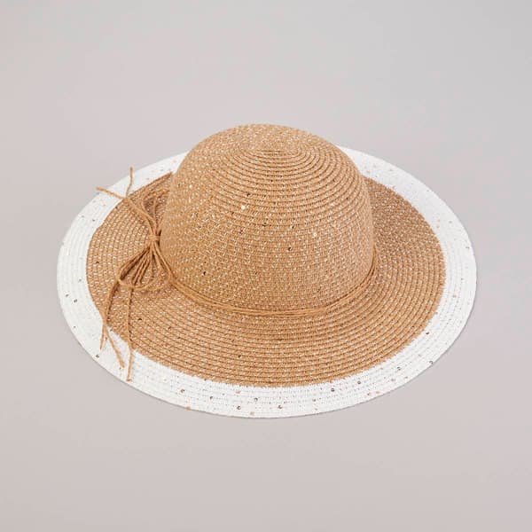 Womens Madd Hatter Shimmer Large Brim w/ Band Straw Hat