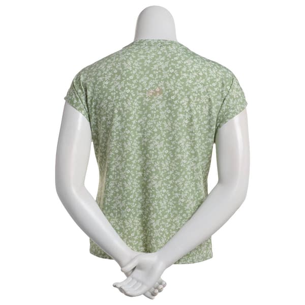 Womens Cure Short Sleeve Two Pocket Button Front Ditsy Blouse