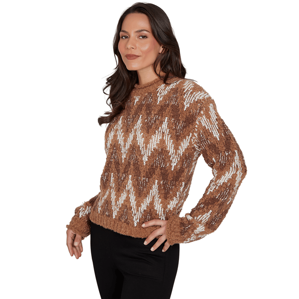 Plus Size Skye''s the Limit Wild Romance Zig Zag Textured Sweater
