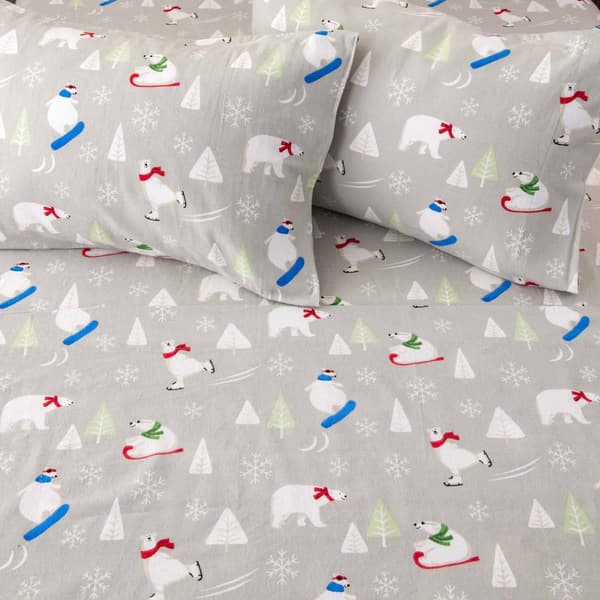 Freshfolds Cotton Polar Bears Winter 4pc. Flannel Sheet Set
