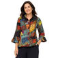 Plus Size Ali Miles 3/4 Bell And Button Sleeve Abstact Patch Blo - image 1