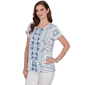 Petite Ruby Rd. French Riviera Short Sleeve Floral Blouse - image 3