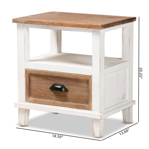 Baxton Studio Glynn Farmhouse Weathered Two-Tone Nightstand
