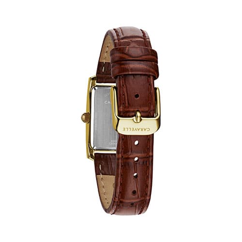 Womens Rectangular Brown Strap Watch - 44L234