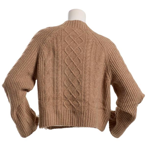 Juniors Pink Rose Mix Cable Shaker Wide Sleeve Sweater