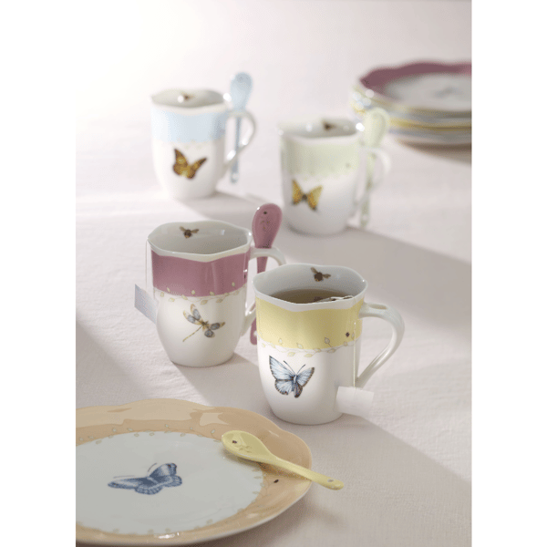 Lenox® Butterfly Meadow® Green Mugs with Spoons - Set of 2