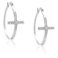Accents by Gianni Argento Silver Cross Large Hoop Earrings - image 1