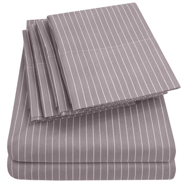 Sweet Home Collection 6pc. Pinstripe Brushed Microfiber Sheet Set - image 