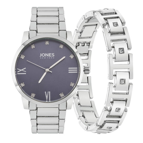 Mens Jones New York Silver-Tone Watch Set - 9777S-42-J28 - image 