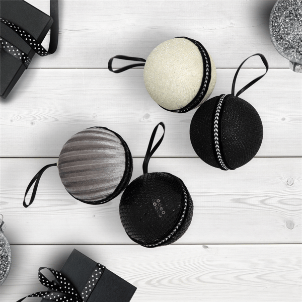 Northlight 4ct. Black Sequined & Textured Christmas Ornaments