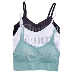 Womens Juicy Couture 3pk. Rhinestone Logo Bralettes-JC6871-3PKAQ