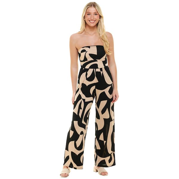 Juniors Derek Heart Crepe Knit Tube Abstract Ruch Jumpsuit - image 
