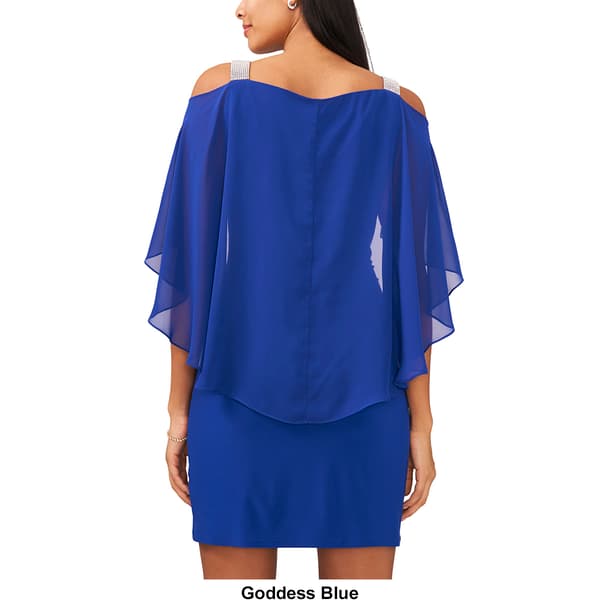 Petite MSK Capelet Overlay Side Drape A-Line Dress