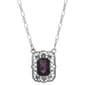 1928 Silver-Tone & Purple Rectangle Pendant - image 1