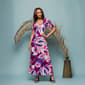 Womens 24/7Comfort Apparel Purple Floral Casual A Line Maxi Dress - image 4