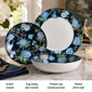 222 Fifth Nightingale 12pc Blue Florals Porcelain Dinnerware Set - image 7