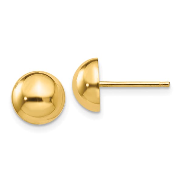 Gold Classics&#40;tm&#41; 14kt. Polished 8mm Half Ball Post Earrings - image 