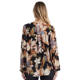 Plus Size Zac & Rachel Long Sleeve 1/2 Zip Floral Blouse