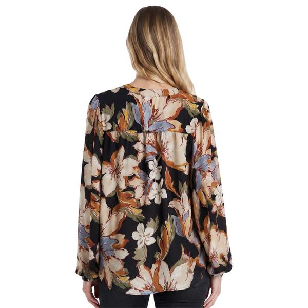 Plus Size Zac & Rachel Long Sleeve 1/2 Zip Floral Blouse