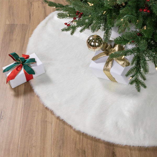 Northlight 48in. White Polar Bear Faux Fur Christmas Tree Skirt - image 