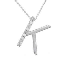 1/20cttw. Natural Diamond Sterling Silver Letter K Pendant