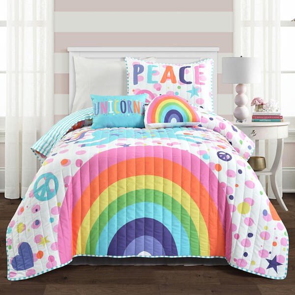 Lush Decor Unicorn Rainbow Quilt Set - image 