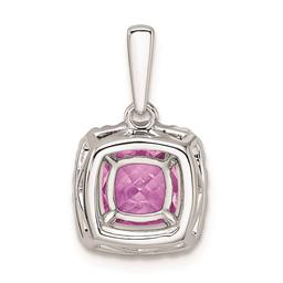 Pure Fire 14kt. White Gold Lab Created Pink Sapphire Halo Pendant
