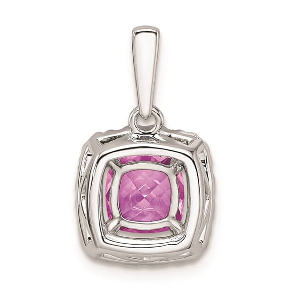 Pure Fire 14kt. White Gold Lab Created Pink Sapphire Halo Pendant
