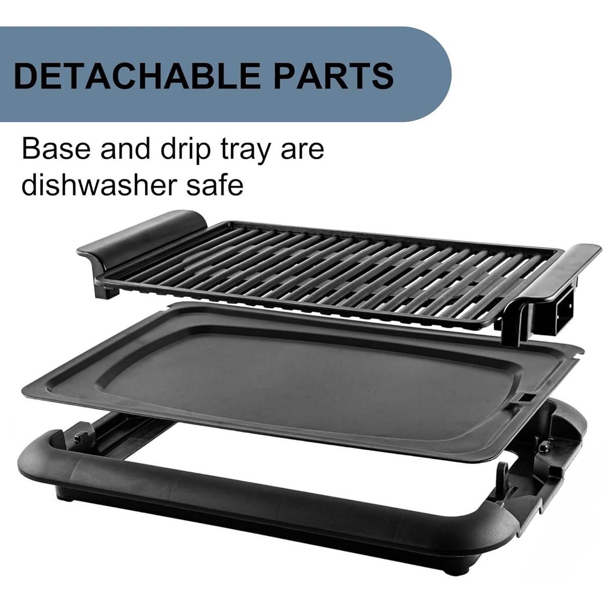 Ovente Electric Indoor Grill w/ 15x10in. Non-Stick Cooking Plate