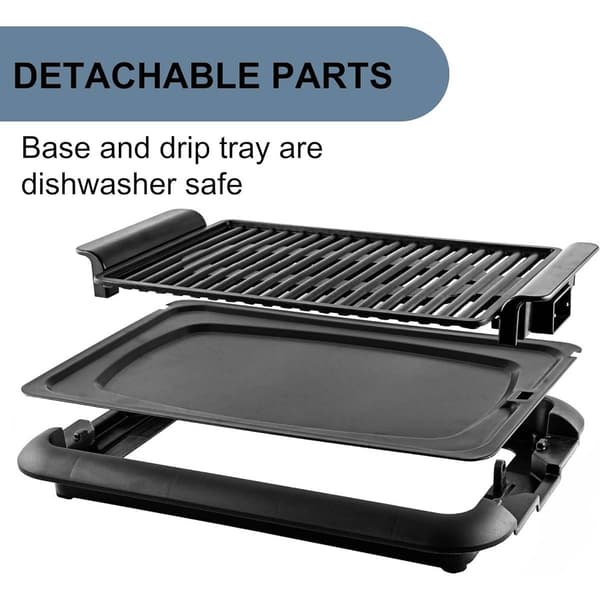 Ovente Electric Indoor Grill w/ 15x10in. Non-Stick Cooking Plate